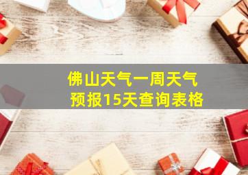 佛山天气一周天气预报15天查询表格