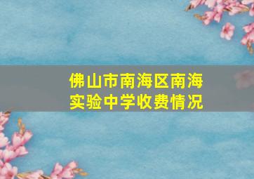 佛山市南海区南海实验中学收费情况