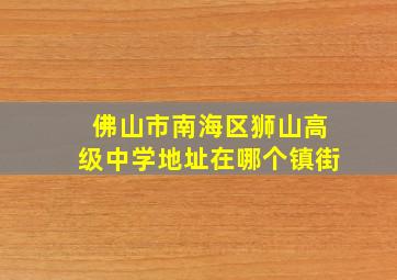 佛山市南海区狮山高级中学地址在哪个镇街