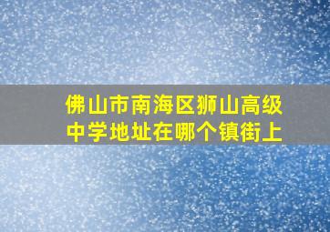 佛山市南海区狮山高级中学地址在哪个镇街上