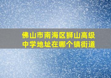 佛山市南海区狮山高级中学地址在哪个镇街道