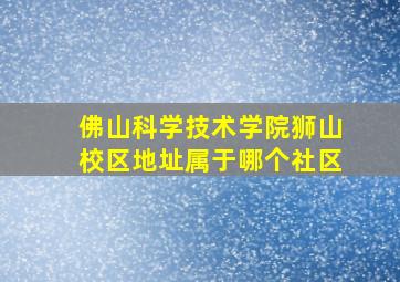 佛山科学技术学院狮山校区地址属于哪个社区