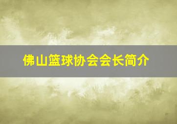 佛山篮球协会会长简介