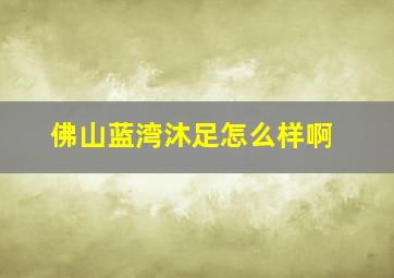 佛山蓝湾沐足怎么样啊