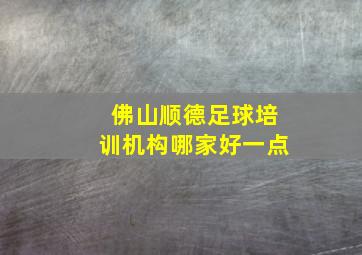 佛山顺德足球培训机构哪家好一点