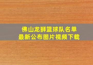 佛山龙狮篮球队名单最新公布图片视频下载