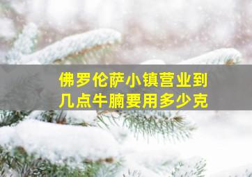 佛罗伦萨小镇营业到几点牛腩要用多少克