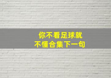 你不看足球就不懂合集下一句