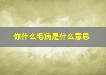 你什么毛病是什么意思