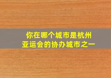 你在哪个城市是杭州亚运会的协办城市之一