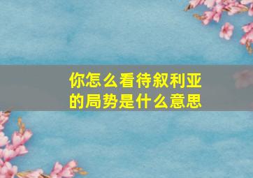 你怎么看待叙利亚的局势是什么意思