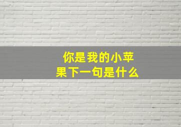 你是我的小苹果下一句是什么