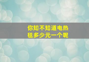 你知不知道电热毯多少元一个呢