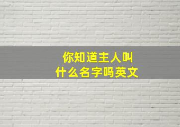 你知道主人叫什么名字吗英文