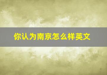 你认为南京怎么样英文