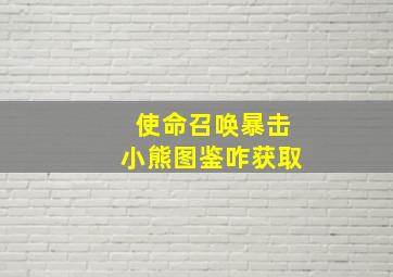 使命召唤暴击小熊图鉴咋获取