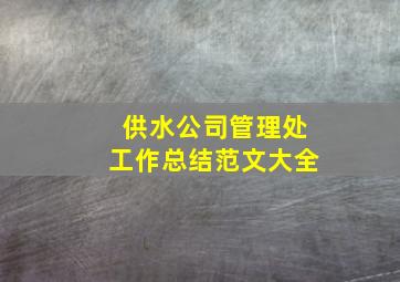 供水公司管理处工作总结范文大全