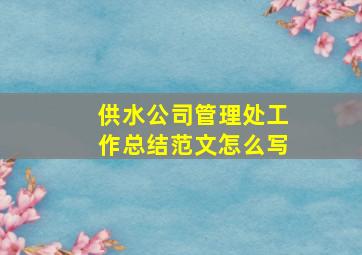 供水公司管理处工作总结范文怎么写