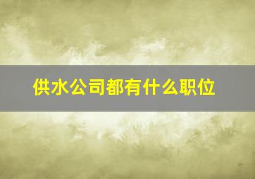 供水公司都有什么职位