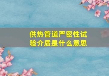 供热管道严密性试验介质是什么意思