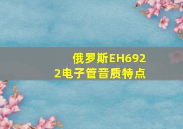 俄罗斯EH6922电子管音质特点