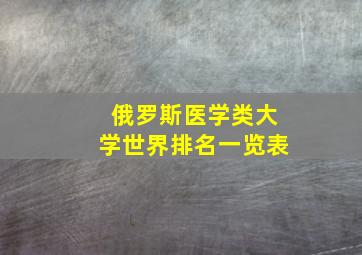 俄罗斯医学类大学世界排名一览表