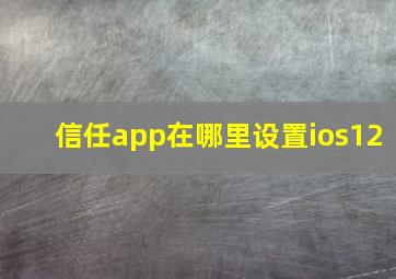 信任app在哪里设置ios12