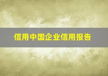 信用中国企业信用报告