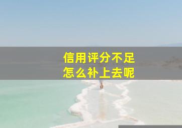 信用评分不足怎么补上去呢