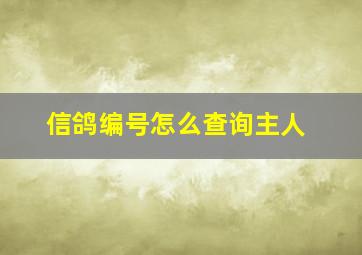 信鸽编号怎么查询主人