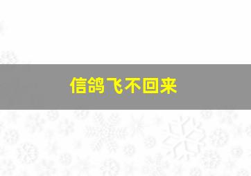 信鸽飞不回来