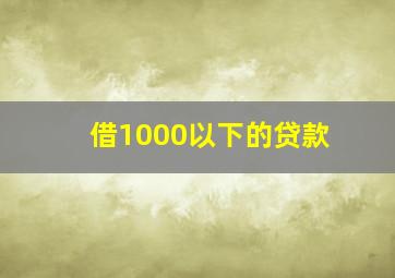 借1000以下的贷款