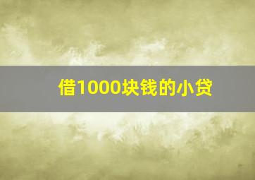 借1000块钱的小贷