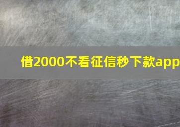 借2000不看征信秒下款app