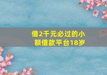 借2千元必过的小额借款平台18岁