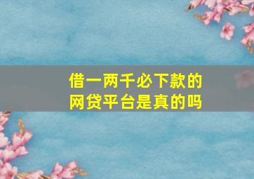 借一两千必下款的网贷平台是真的吗