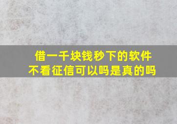 借一千块钱秒下的软件不看征信可以吗是真的吗