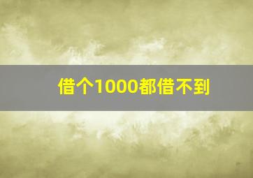 借个1000都借不到