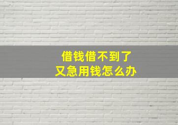 借钱借不到了又急用钱怎么办