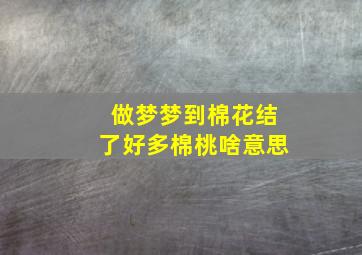 做梦梦到棉花结了好多棉桃啥意思