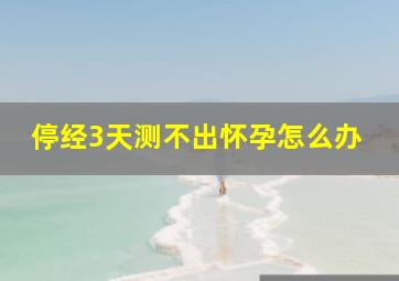 停经3天测不出怀孕怎么办