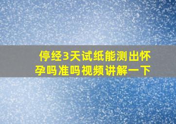 停经3天试纸能测出怀孕吗准吗视频讲解一下