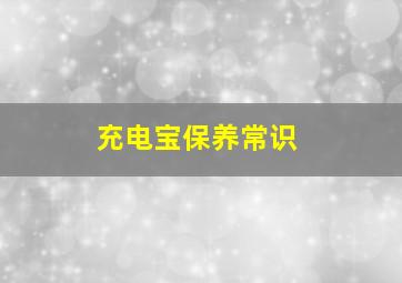 充电宝保养常识