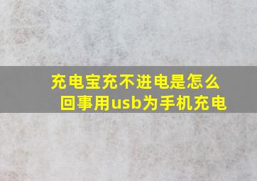 充电宝充不进电是怎么回事用usb为手机充电