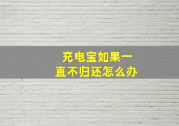 充电宝如果一直不归还怎么办