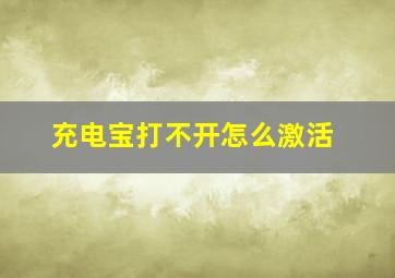 充电宝打不开怎么激活