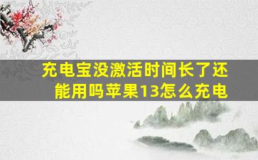 充电宝没激活时间长了还能用吗苹果13怎么充电