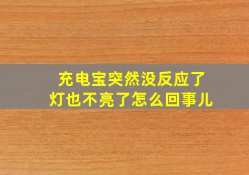 充电宝突然没反应了灯也不亮了怎么回事儿