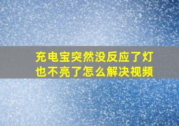 充电宝突然没反应了灯也不亮了怎么解决视频