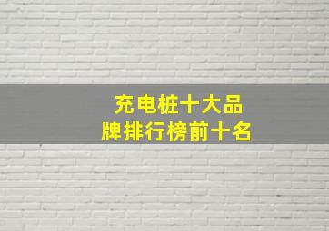 充电桩十大品牌排行榜前十名